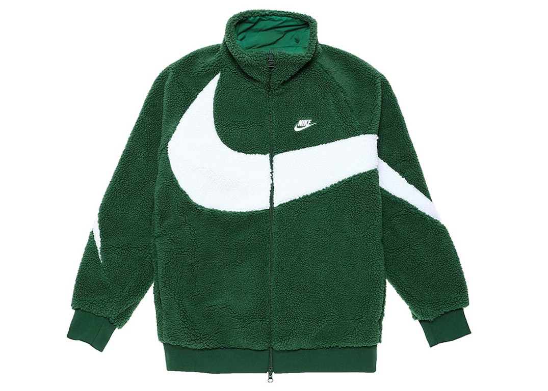 Pre-owned Nike Big Swoosh Reversible Boa Jacket (asia Sizing) Gorge Green
