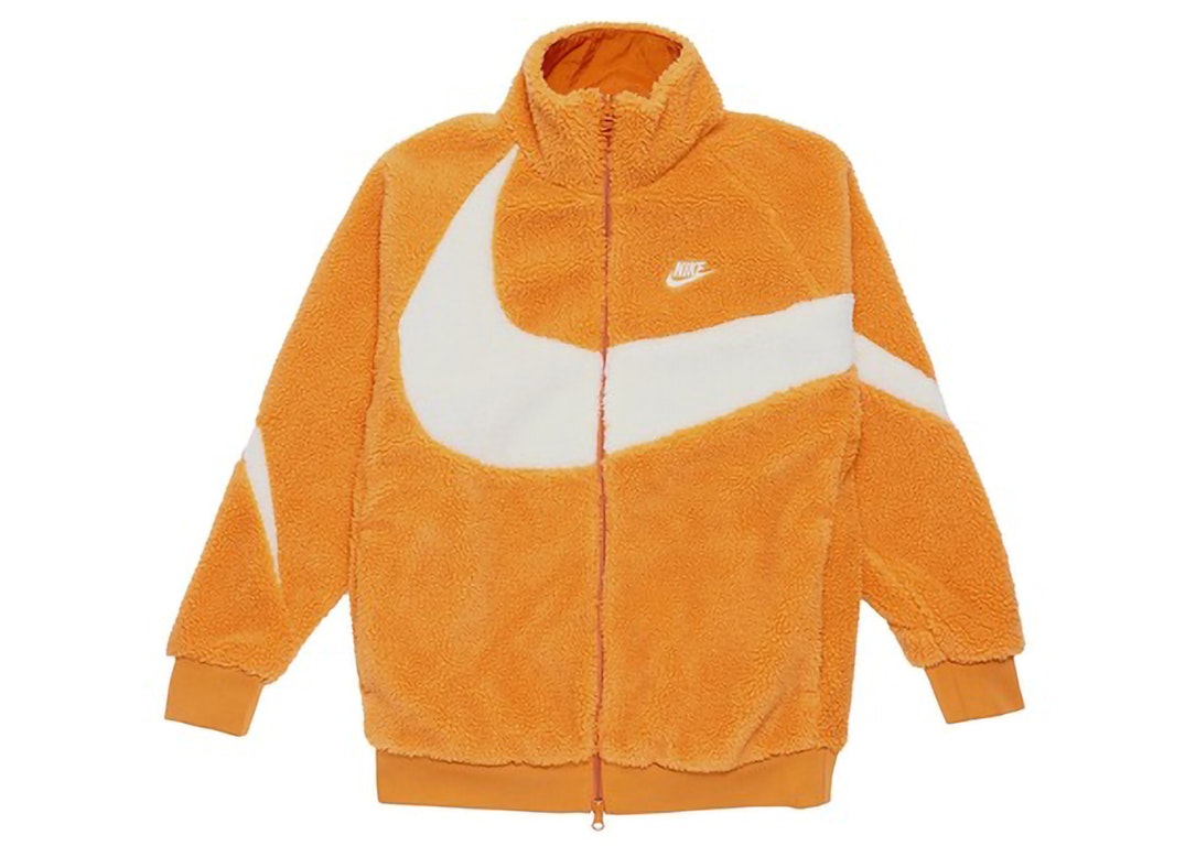 Pre-owned Nike Big Swoosh Reversible Boa Jacket (asia Sizing) Hot Curry Coconut Milk