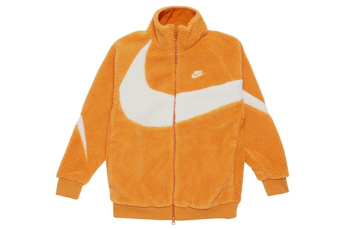 Pre-owned Nike Big Swoosh Reversible Boa Jacket (asia Sizing) Hot Curry Coconut Milk