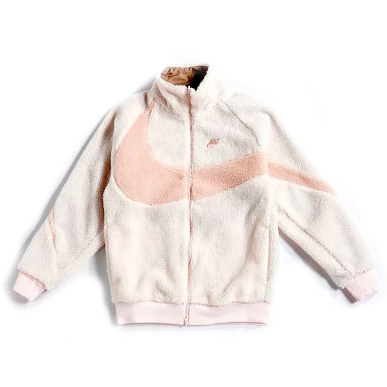 Pre-owned Nike Big Swoosh Reversible Boa Jacket (asia Sizing) Light Soft Pink