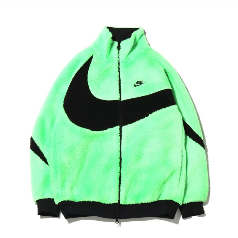 Pre-owned Nike Women's Big Swoosh Reversible Boa Jacket (asia Sizing) Neon Green
