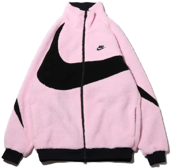 Nike Women's Big Swoosh Reversible Boa Jacket (Asia Sizing) Prism Pink Black - ES