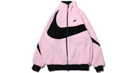 Nike Women's Big Swoosh Reversible Boa Jacket (Asia Sizing) Prism Pink Black