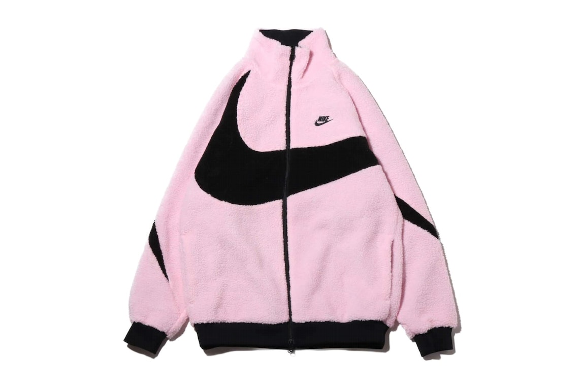 Pre-owned Nike Women's Big Swoosh Reversible Boa Jacket (asia Sizing) Prism Pink Black