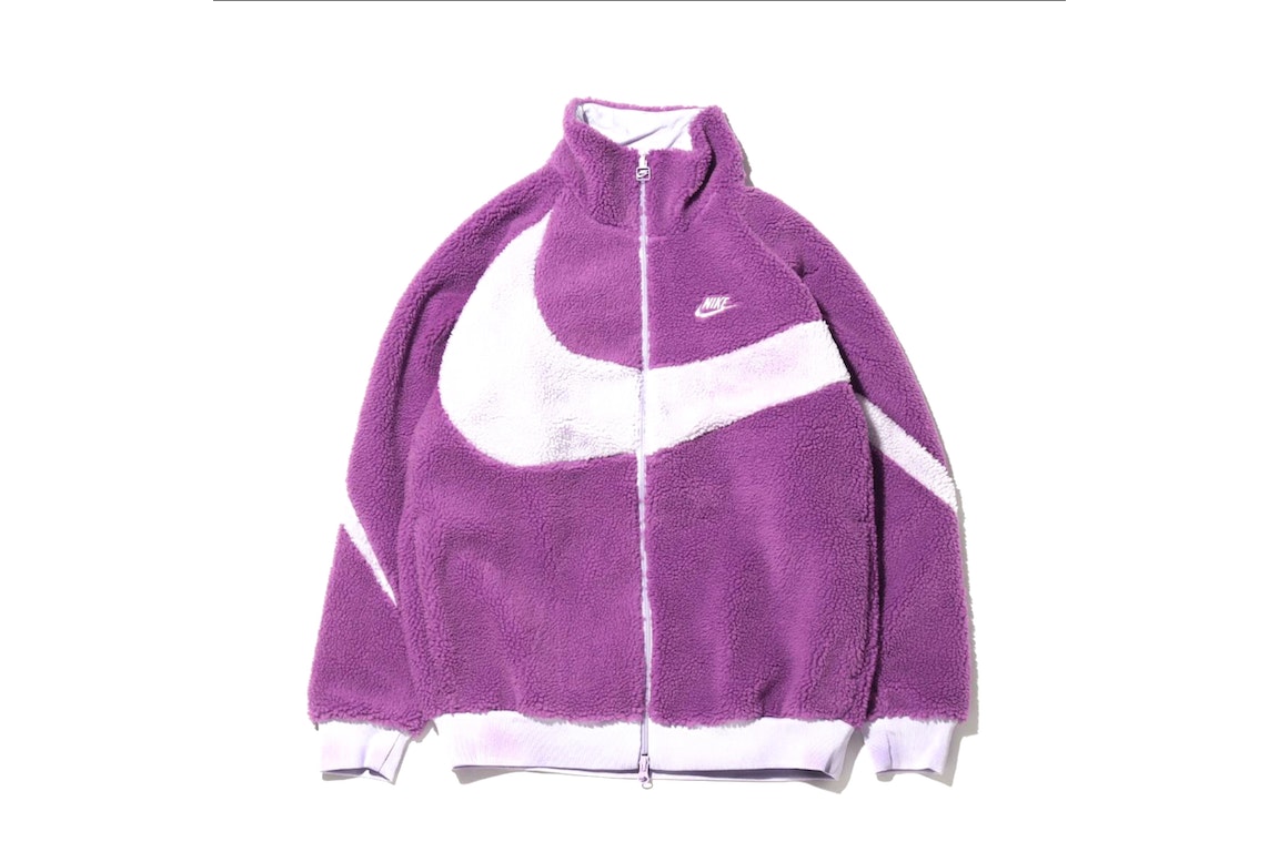 Pre-owned Nike Women's Big Swoosh Reversible Boa Jacket (asia Sizing) Purple