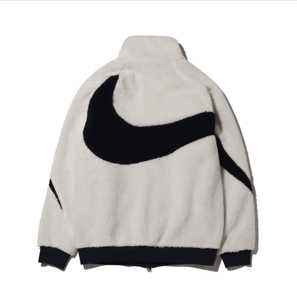 Nike Women's Big Swoosh Reversible Boa Jacket (Asia Sizing) White Black ...