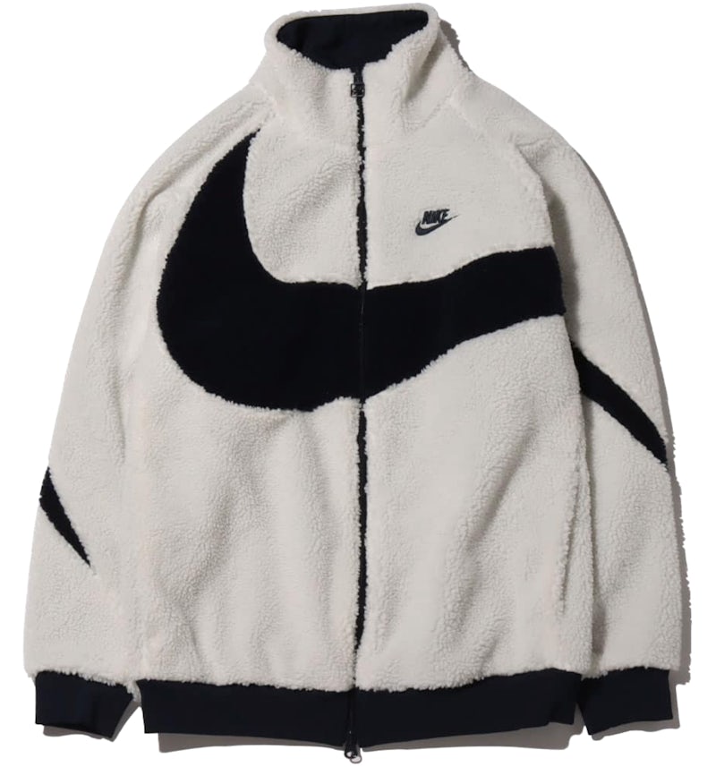 Nike Damen Big Swoosh Reversible Boa Jacke (asiatische Größe) Weiß