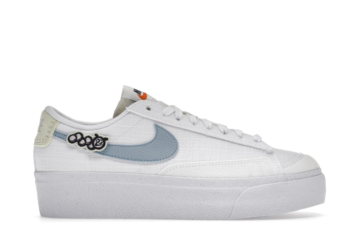 Pre-owned Nike Blazer Low Platform Next Nature Boarder Blue (women's) In White/pink Oxford/pale Ivory