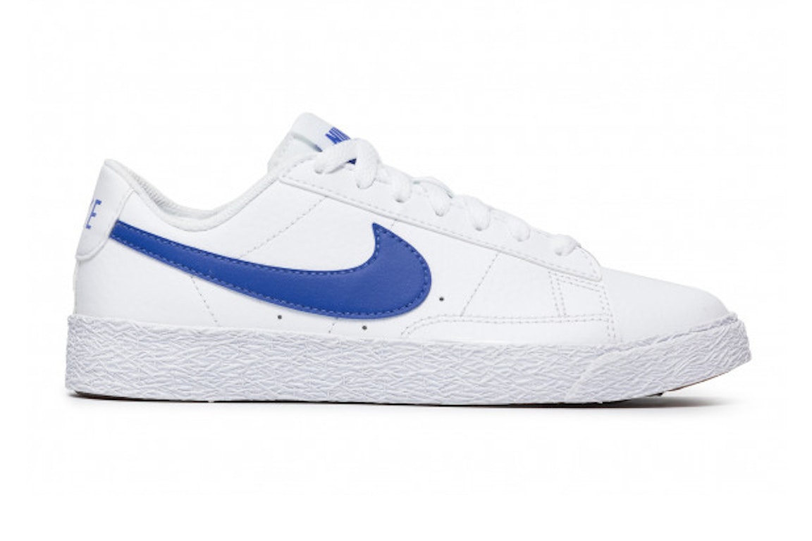 Pre-owned Nike Blazer Low White Astronomy Blue (gs) In White/astronomy Blue