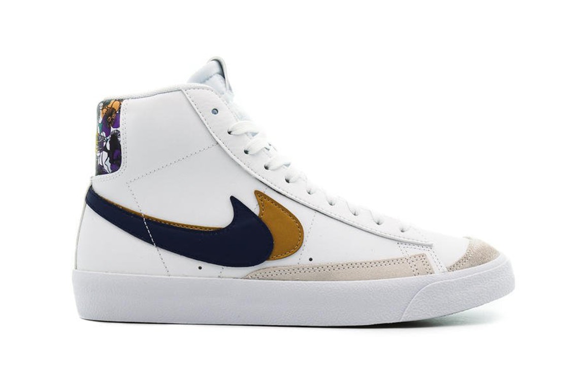 Pre-owned Nike Blazer Mid '77 Se Double Swoosh White Blue Void Metallic Gold (gs) In White/blue