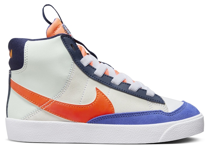Pre-owned Nike Blazer Mid '77 Se Team Orange Sneakers In White/light Silver/midnight Navy Blue