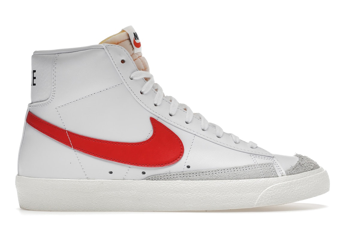 Pre-owned Nike Blazer Mid 77 Vintage Mismatched Swoosh Blue Red In White/medium Blue-sail-habanero Red