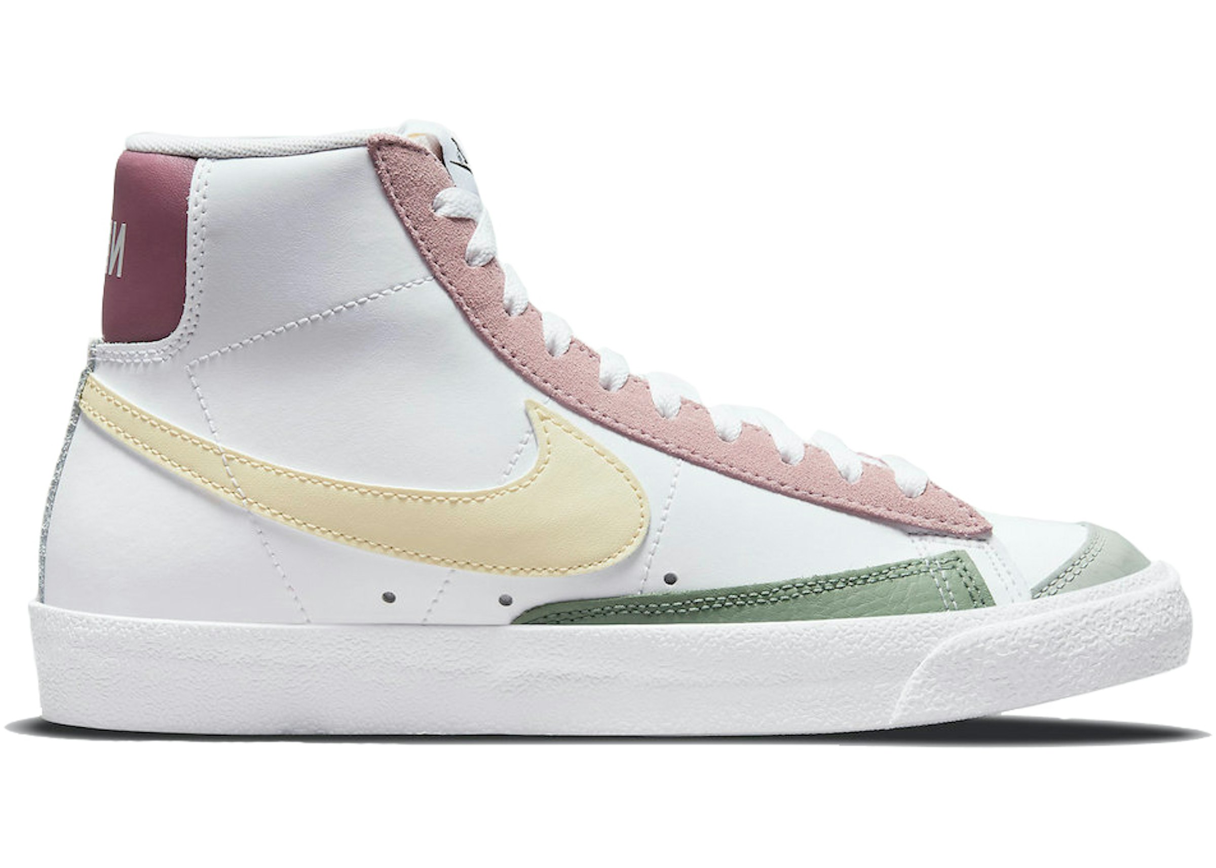 fricción estático Antemano Nike Blazer Mid 77 White Pink Green Yellow (Women's) - DN5052-100 - US