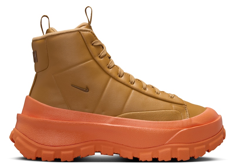 Pre-owned Nike Blazer Roam Mid Light British Tan (women's) Sneakers In Flax/safety Orange/racer Blue