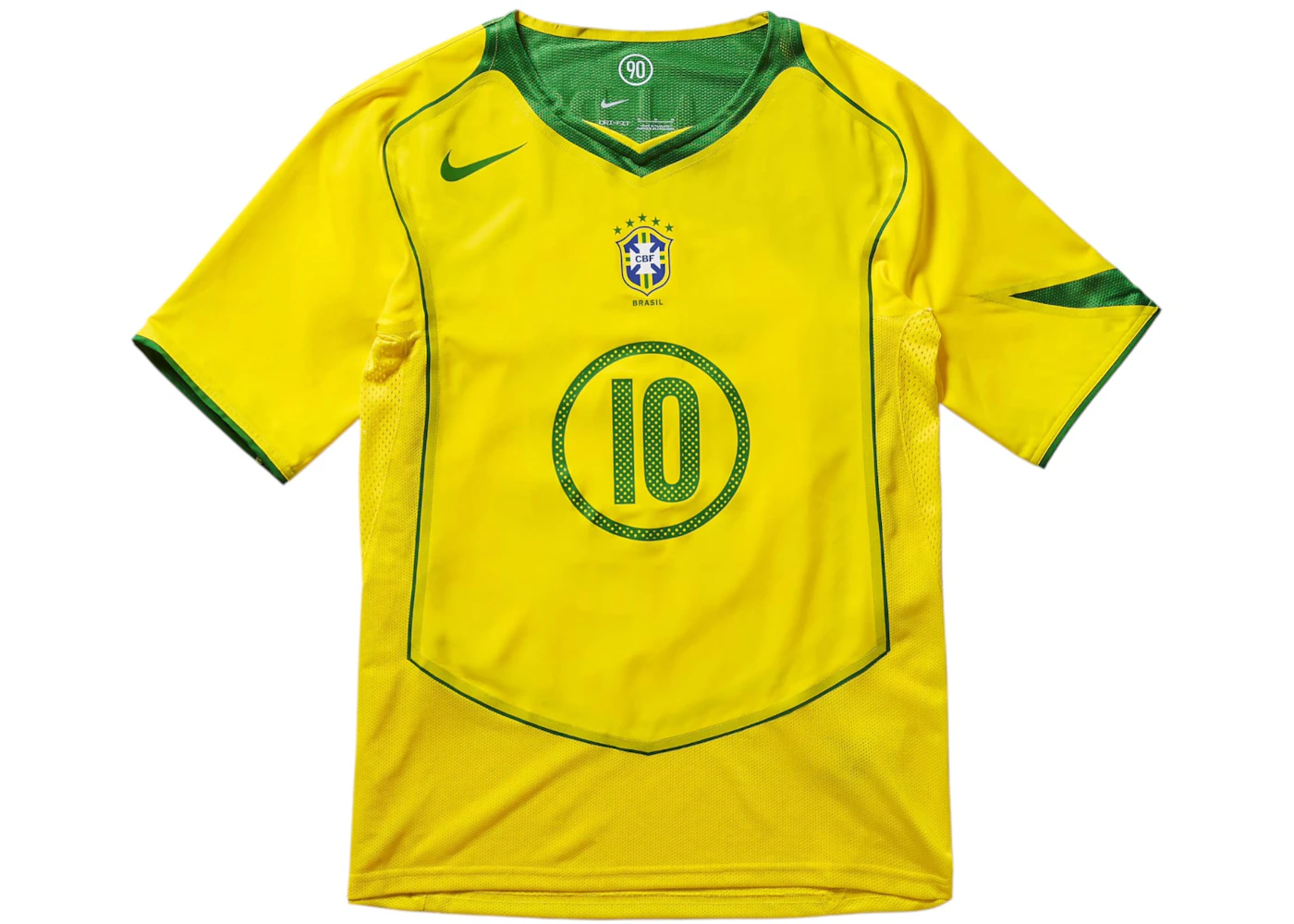 image of Nike Total 90 Brazil Ronaldinho 2004 Reissue Jersey Opti Yellow/Apple Green