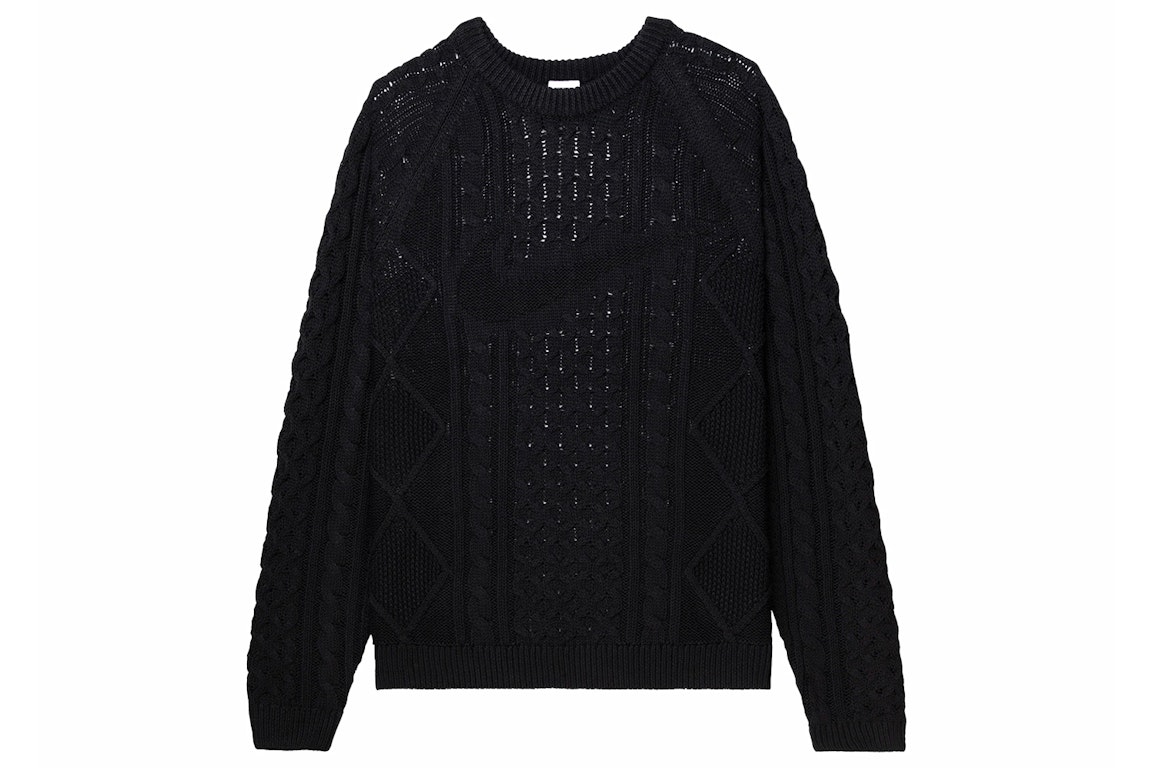 Pre-owned Nike Cable Knit L/s Sweater (asia Sizing) Black