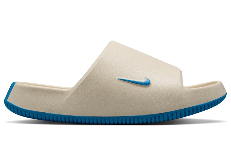 Men's Nike Calm 2.0 Slide Carolina Panthers Sneakers in Sail/Black/Neptune Blue