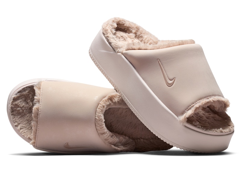 NIKE Pre-owned Calm Elevation Fur Slide (women's) Sneakers In Silt Red/malt