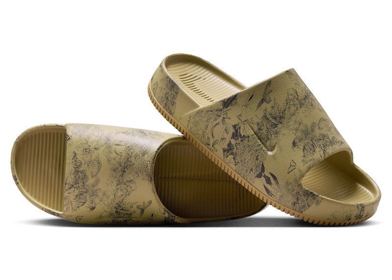 ◆Nike◆ Calm Print Men's Slides HQ1125-201 Nike Calm Slide Print Parachute Beige Anthracite HQ1125-201