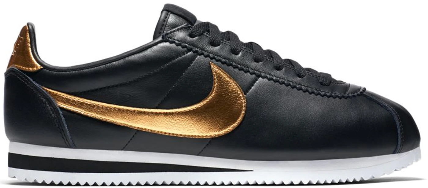 Nike Cortez Leather Black/Metallic Gold Under Retail — Sneaker Shouts