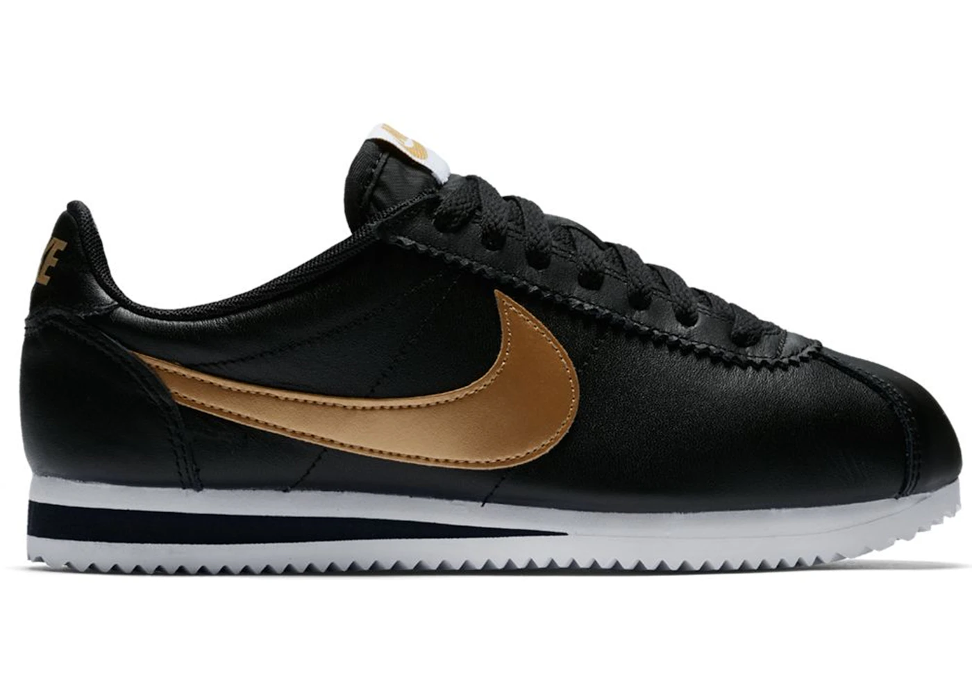 Nike Cortez Leather Black Gold Women s 807471 012 US