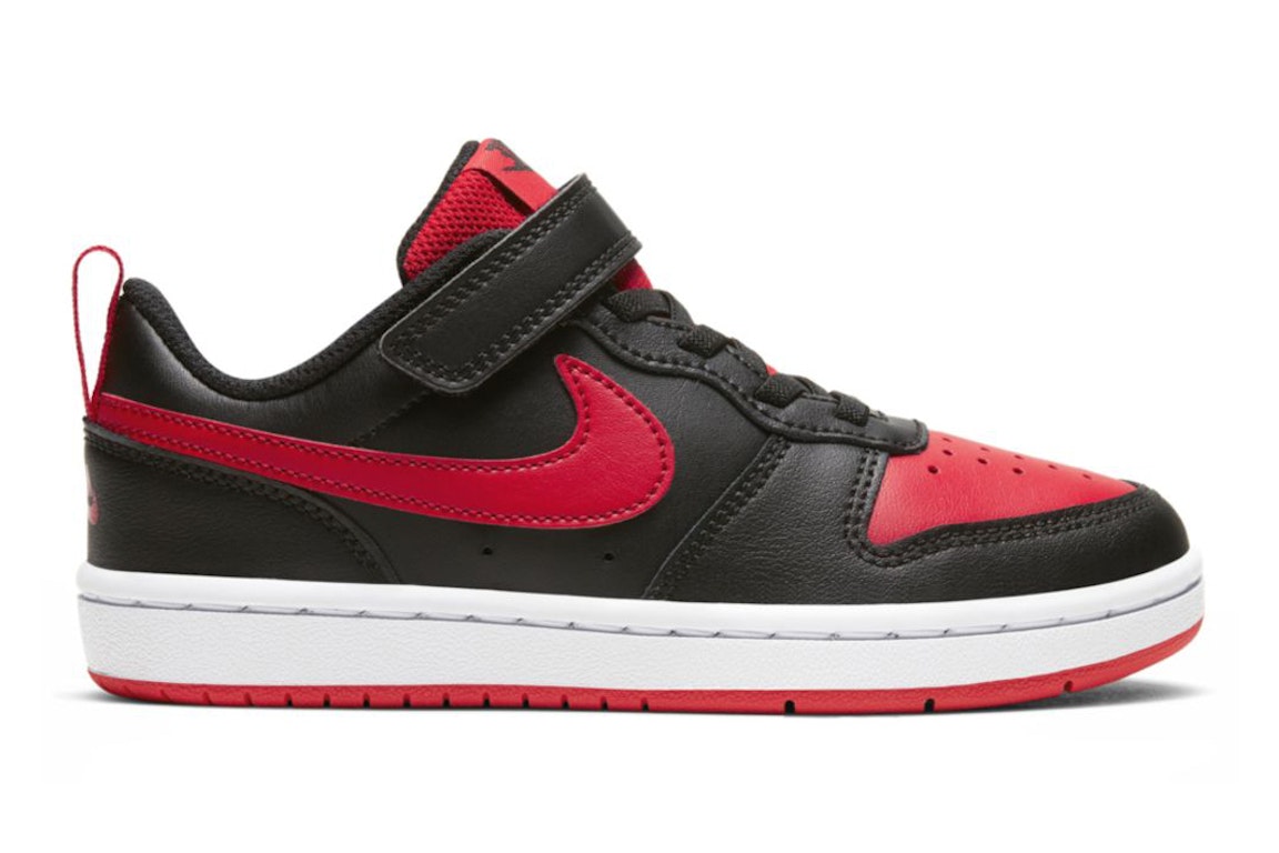 Pre-owned Nike Court Borough Low 2 Bred (ps) In Black/university Red/white