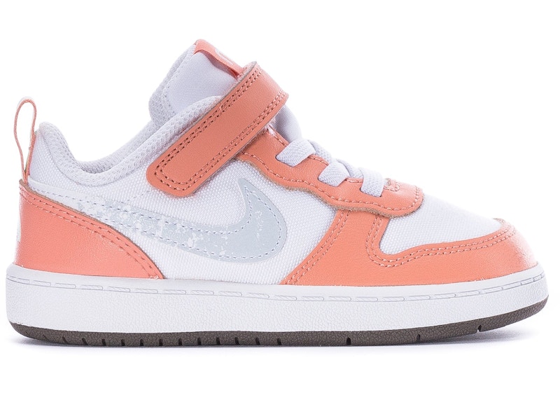 Pre-owned Nike Court Borough Low 2 White Sneakers In Sidewalk/aura/light Madder Root