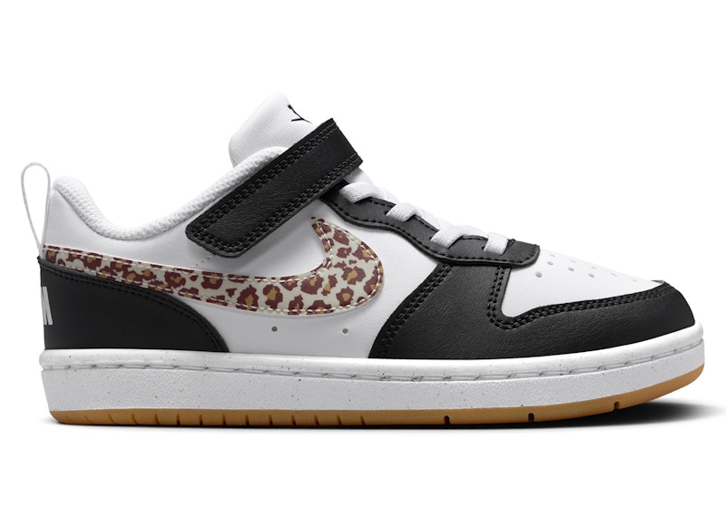 Nike Court Borough Low Black White Leopard Swoosh (PS)