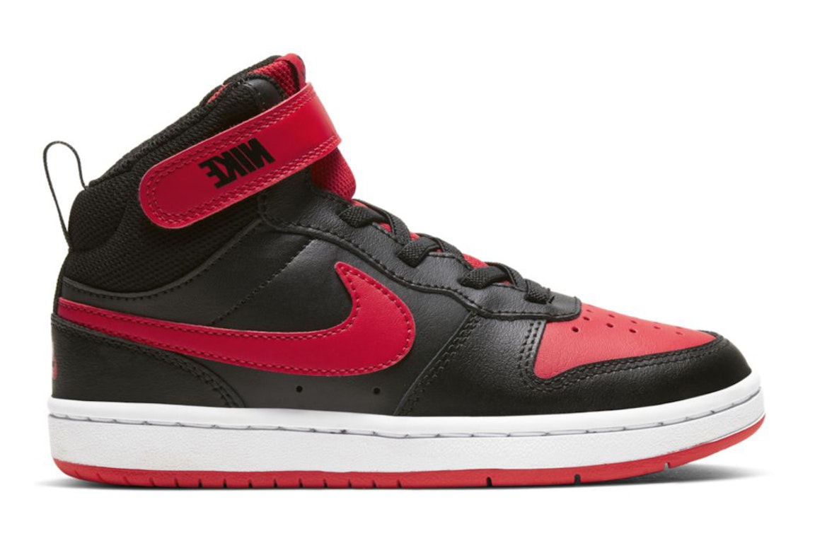 Pre-owned Nike Court Borough Mid 2 Bred (ps) In Black/white/university Red