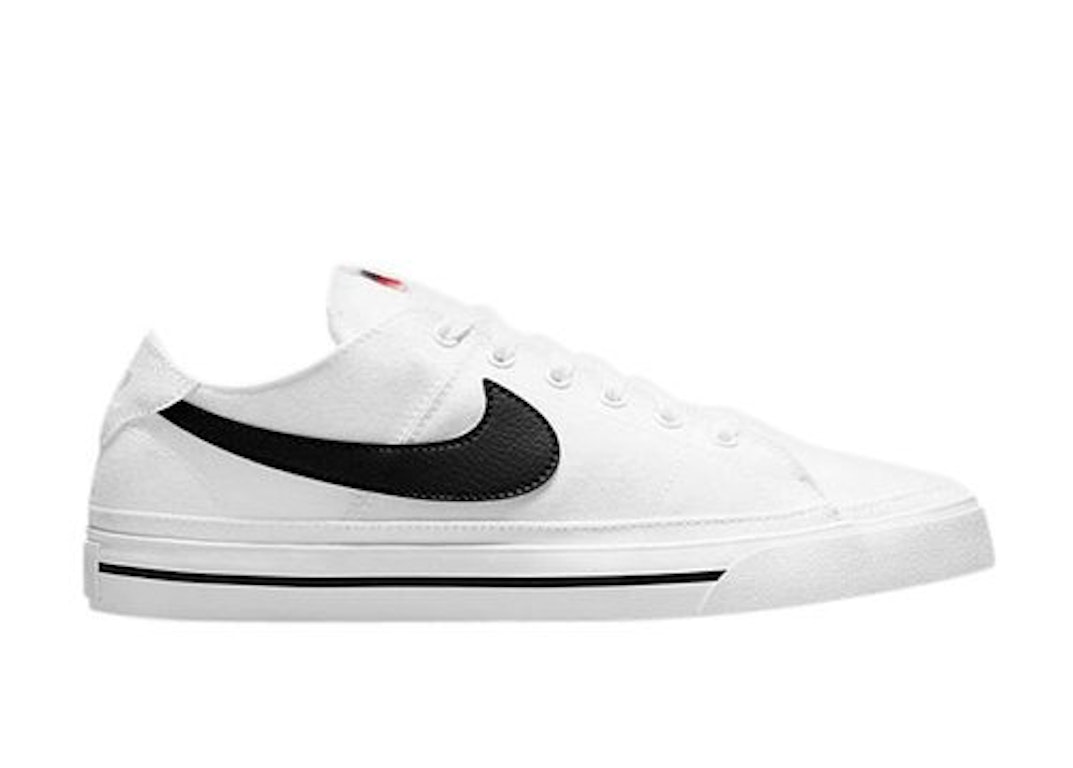 Pre-owned Nike Court Legacy Canvas White Black Swoosh In White/white/black