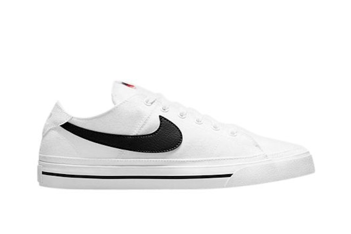 Pre-owned Nike Court Legacy Canvas White Black Swoosh In White/white/black