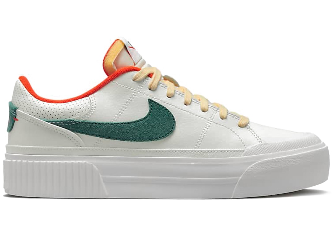 Pre-owned Nike Court Legacy Lift Sail Noble Green (women's) In Sail/picante Red/opti Yellow