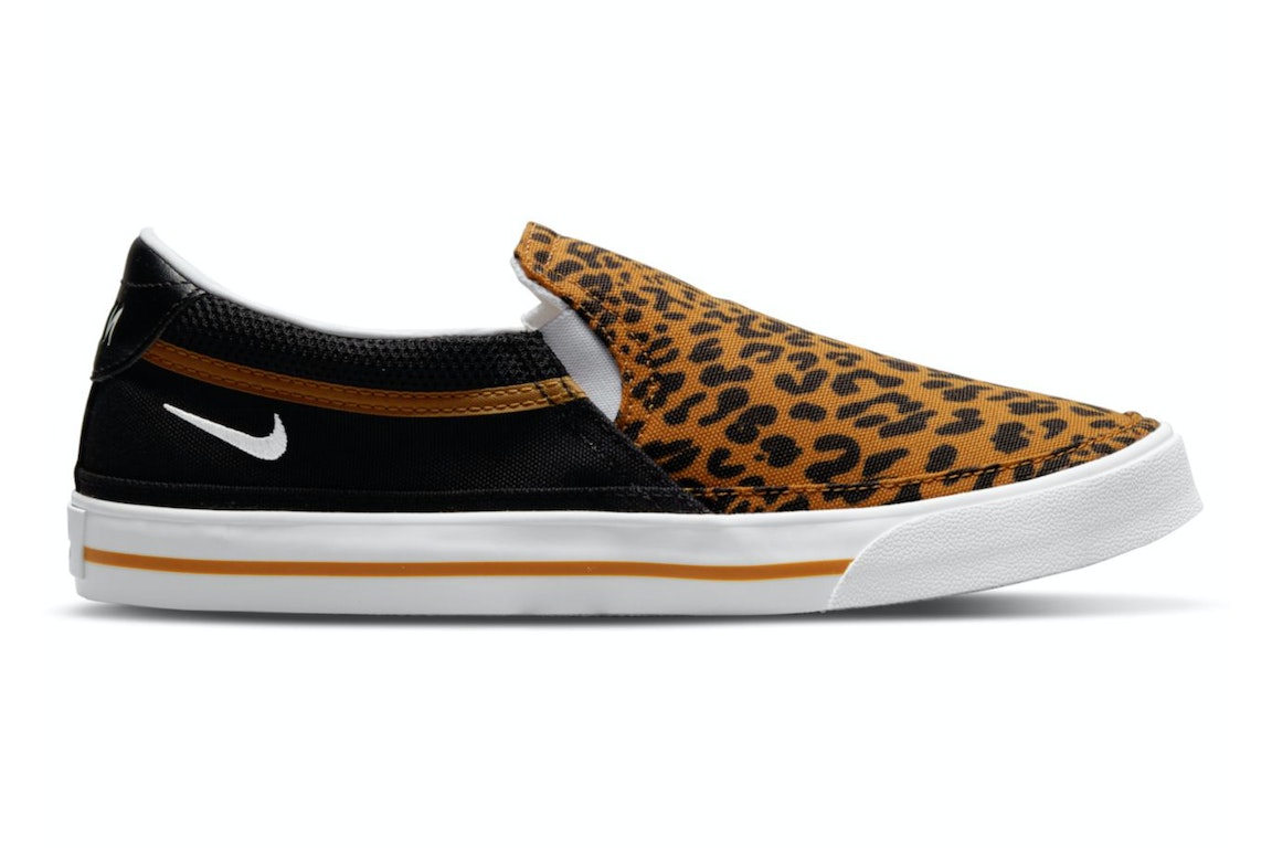 Pre-owned Nike Court Legacy Slip On Leopard (women's) In Black/wheat/white