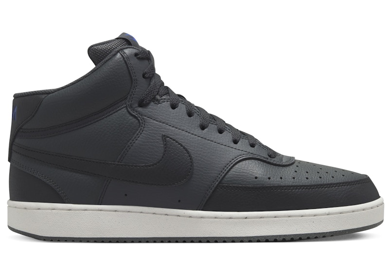 Pre-owned Nike Men's  Court Vision Mid Next Nature Black Sneakers In Dark Smoke Grey/off Noir/racer Blue