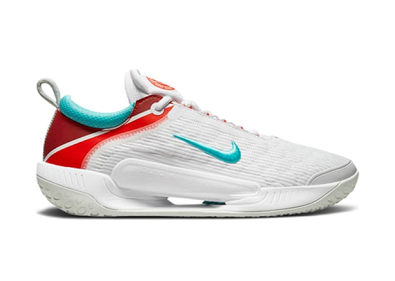 Nike Court Zoom NXT HC White Light Silver Habanero Red Washed Teal Women s