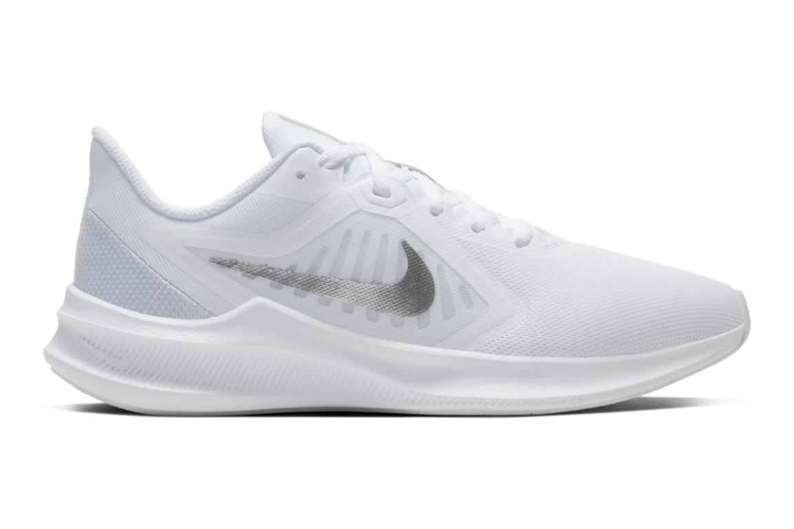 Pre-owned Nike Downshifter 10 White (women's) In White/metallic Silver