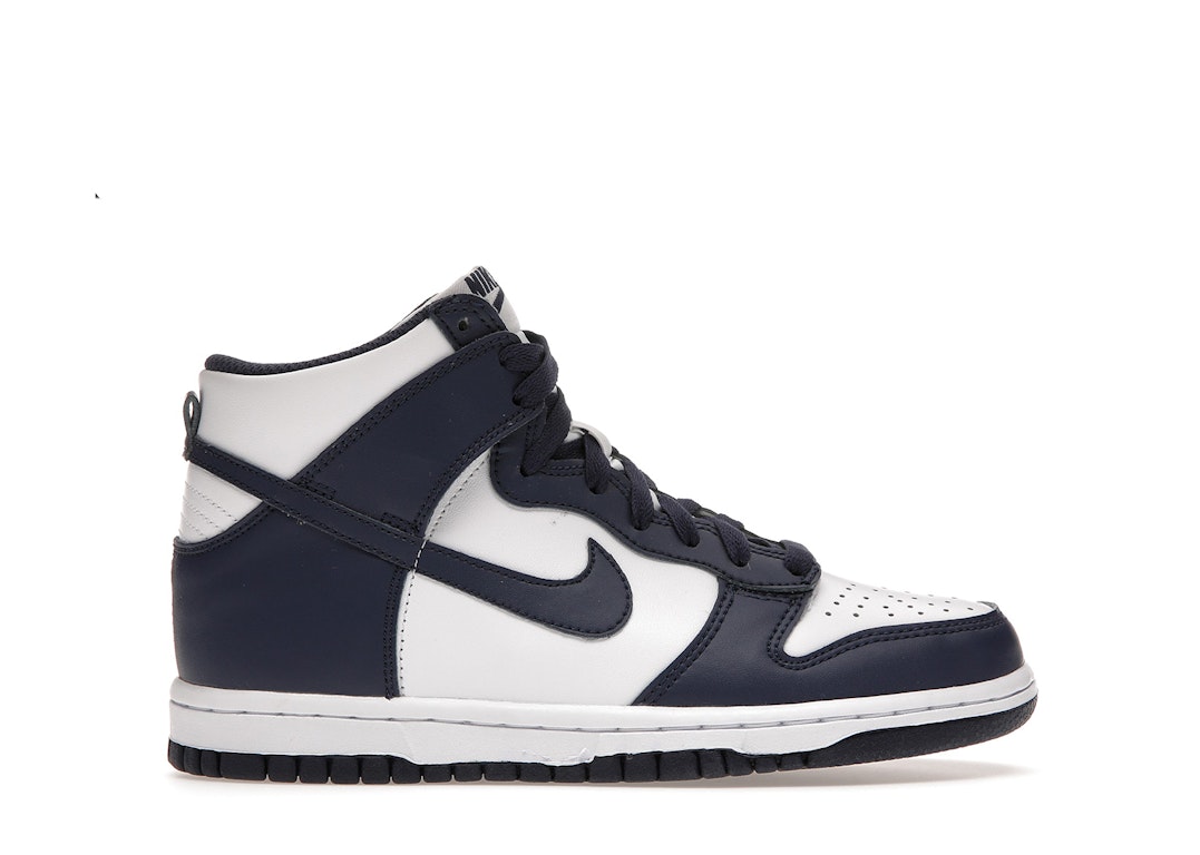 Pre-owned Nike Dunk High Championship Navy (gs) In White/midnight Navy-total Orange