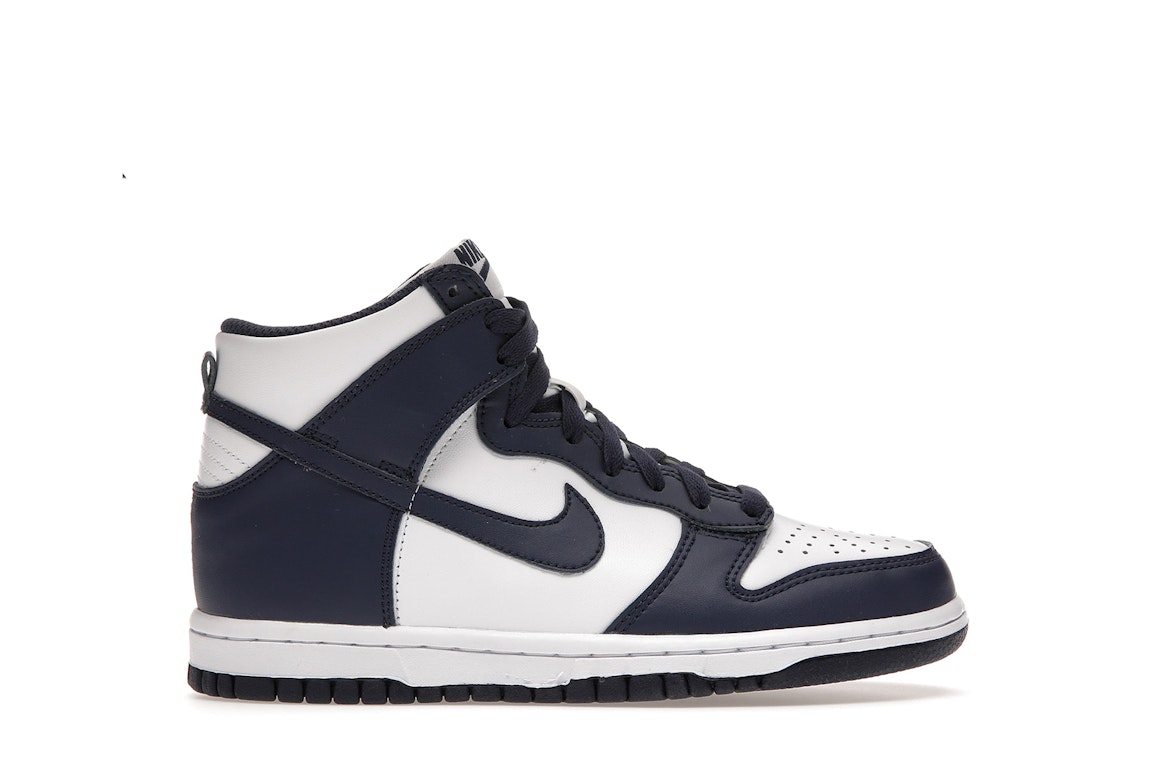Pre-owned Nike Dunk High Championship Navy (gs) In White/midnight Navy-total Orange