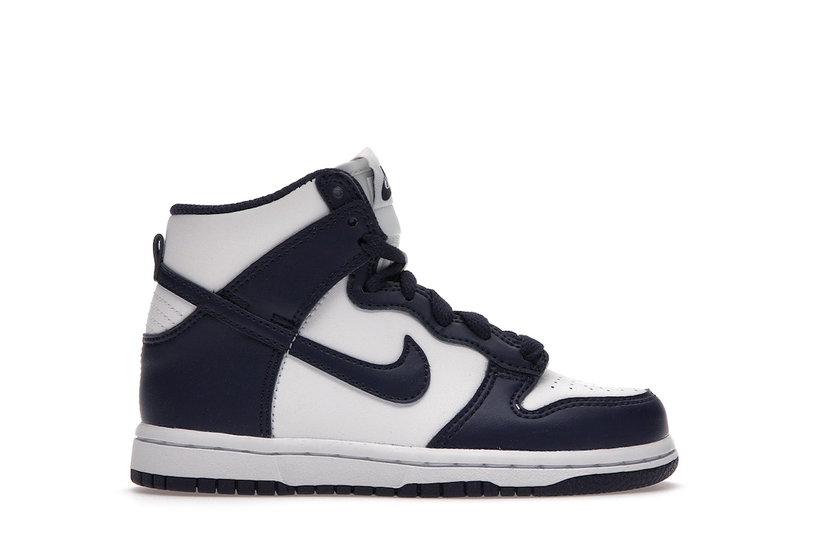 Pre-owned Nike Dunk High Championship Navy (ps) In White/midnight Navy-total Orange