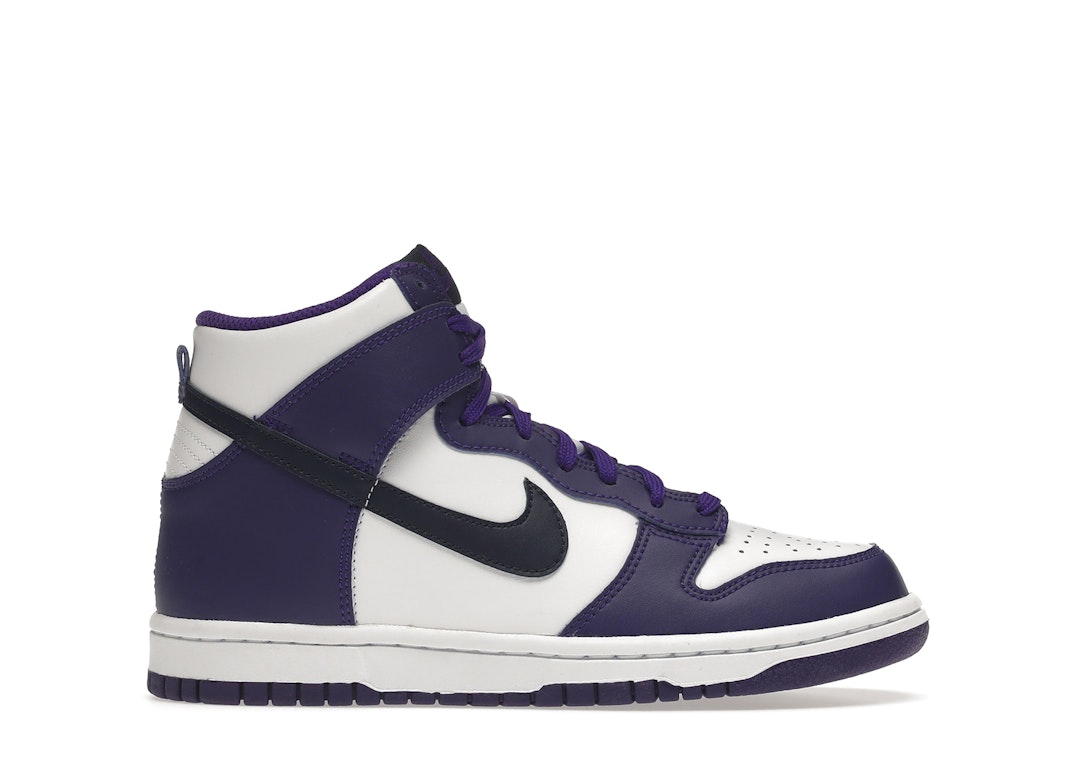 Pre-owned Nike Dunk High Electro Purple Midnight Navy (gs) In White/electro Purple/midnight Navy