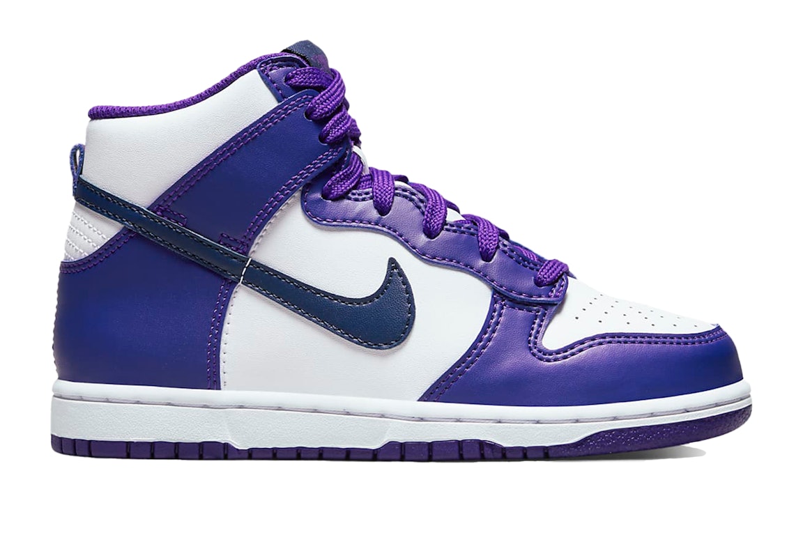 Pre-owned Nike Dunk High Electro Purple Midnght Navy (ps) In White/electro Purple/midnight Navy