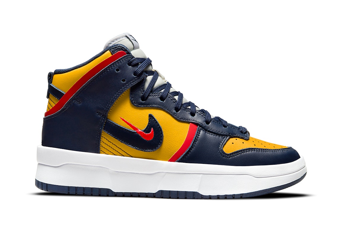 Pre-owned Nike Dunk High Up Michigan (women's) In Varsity Maize/midnight Navy-university Red