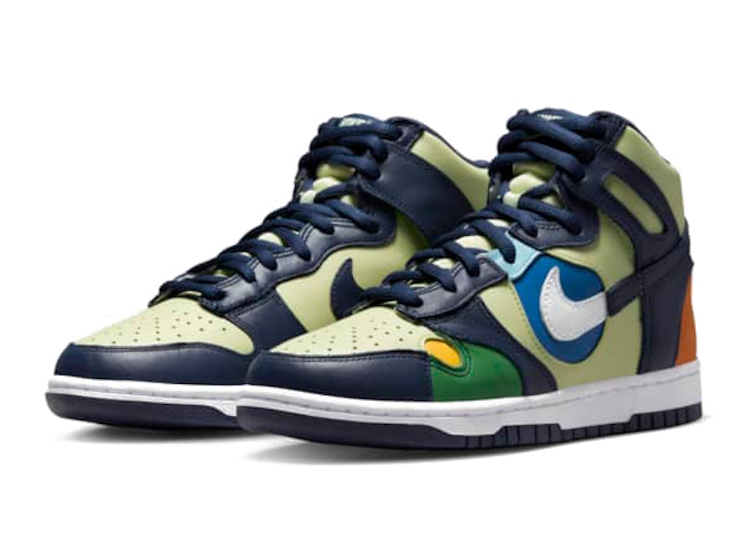 Pre-owned Nike Dunk High See Through Pistachio Midnight Navy (women's) In Pistachio/midnight Navy/green-blue-yellow