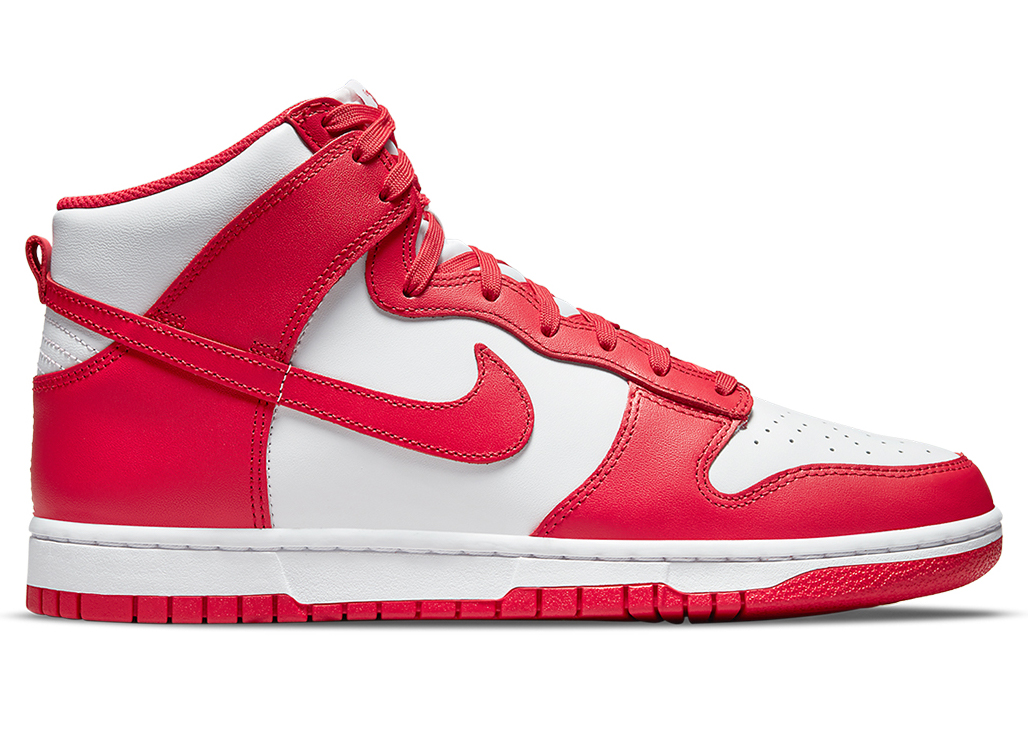 red and white nike dunks high