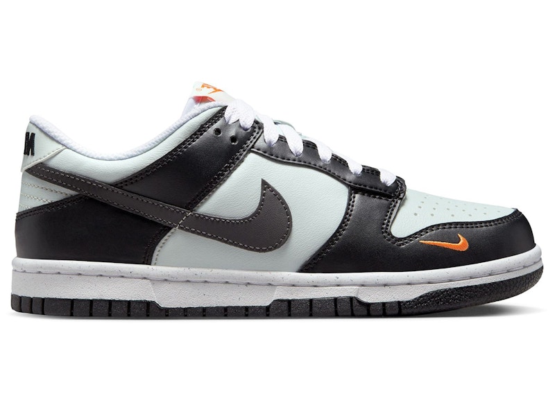 Nike Dunk Low Black Bright Mandarin Mini Swoosh (GS) Kids