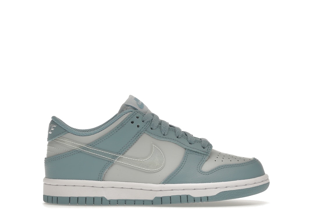 Pre-owned Nike Dunk Low Clear Blue Swoosh (gs) In Aura/worn Blue/white