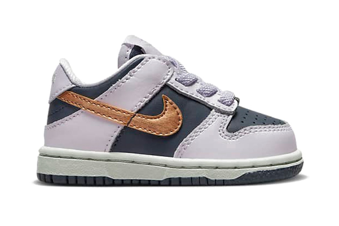 Pre-owned Nike Babies'  Dunk Low Se Copper Swoosh (td) In Thunder Blue/barely Grape/violet Frost