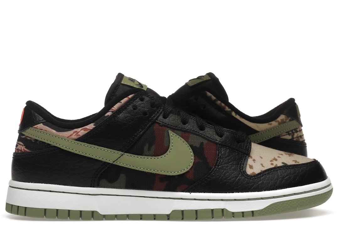 Pre-owned Nike Dunk Low Crazy Camo In Black/multi-olive