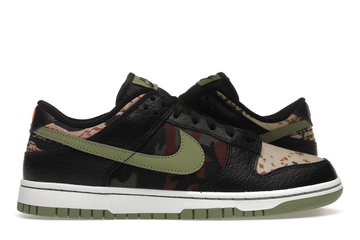 Pre-owned Nike Dunk Low Crazy Camo In Black/multi-olive