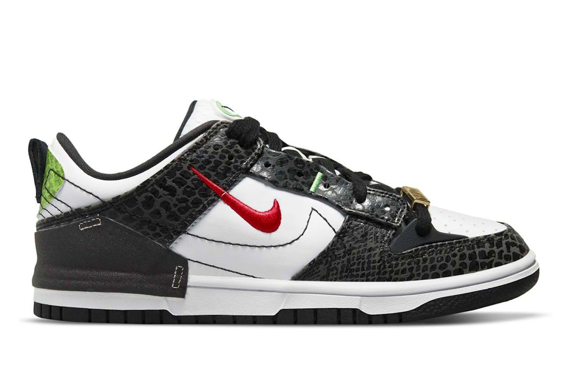Pre-owned Nike Dunk Low Disrupt 2 Just Do It Snakeskin (women's) In Whte/university Red-white-green Strike-blue Void